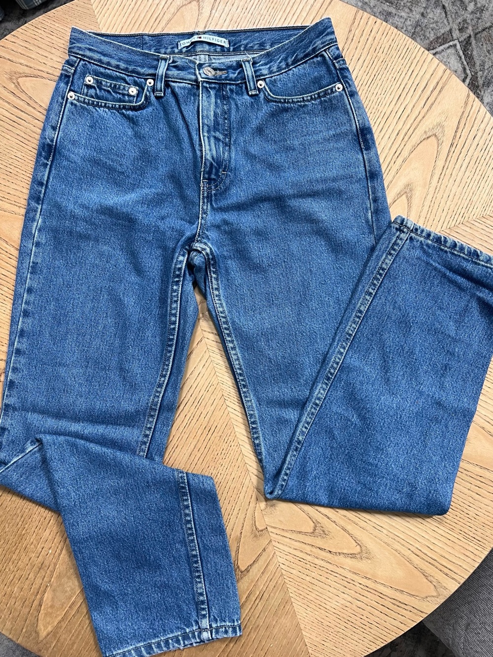 Tommy Hilfiger Medium Blue High-Rise Straight Jeans